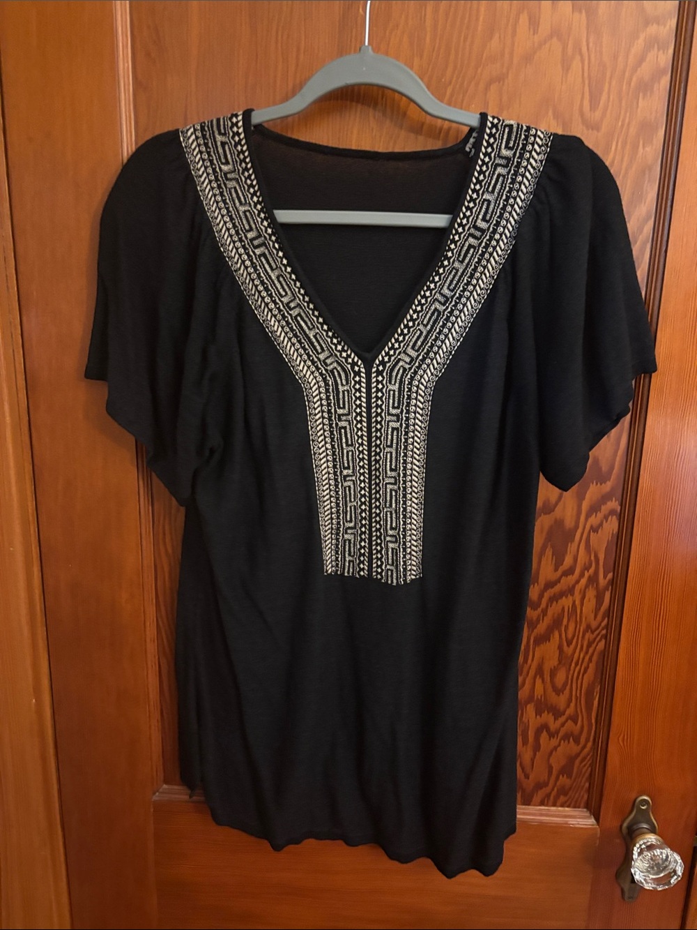 Chico's Black V-Neck Embellished Tunic